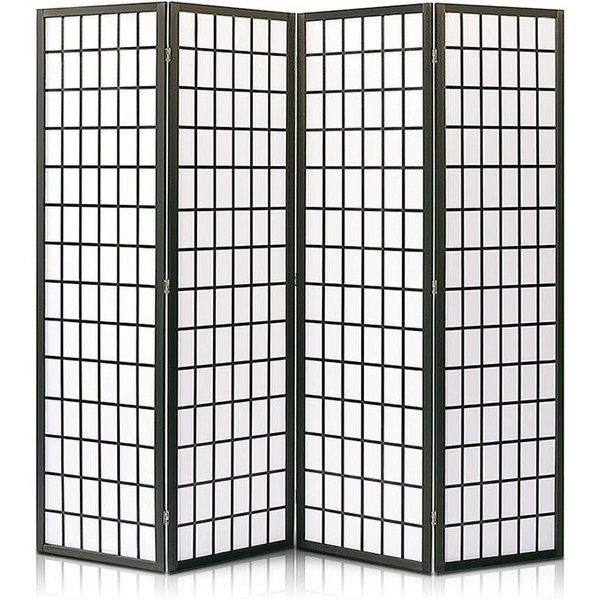 Serenelife Indoor Decorative 4-Panel Screen - Freestanding Wide Room Divider, Classic Japanese-inspired Room Di SLRDD4